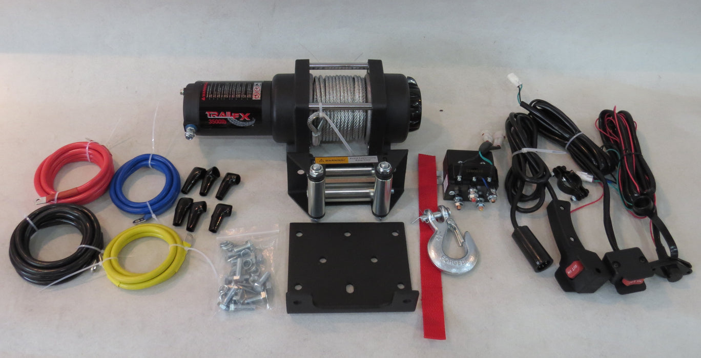TrailFX W12B 12V Electric 12K Lb Cap 94 Ft Wire Rope Roller Fairlead Wired Remote - Truck Part Superstore