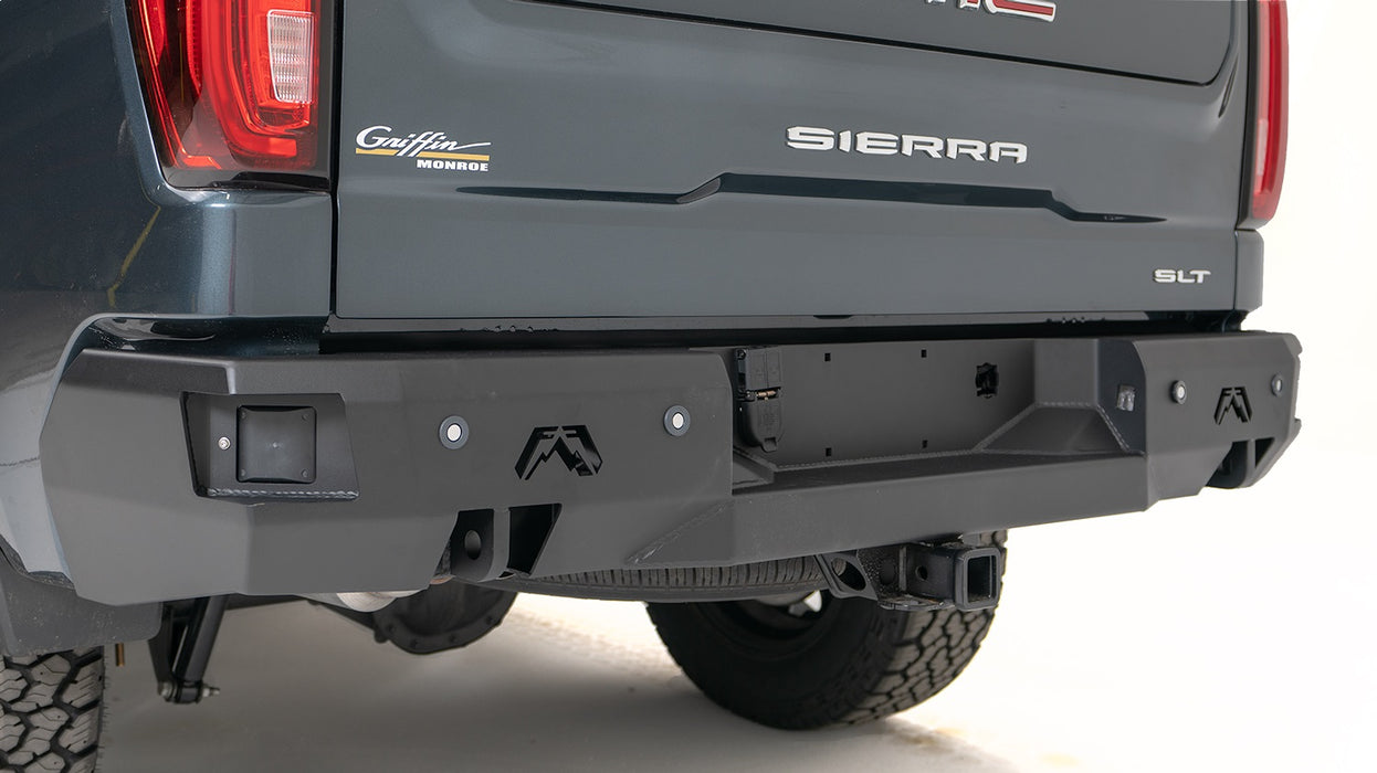 Fab Fours CS19-W4051-B Premium Rear Bumper; Uncoated/Paintable; w/Blind Spot Monitor Mount; - Truck Part Superstore