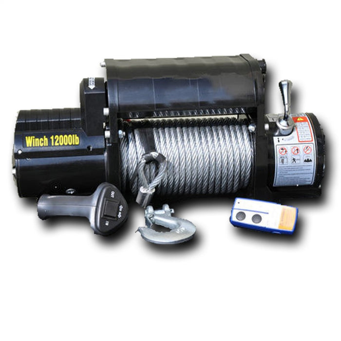 DV8 Offroad WB12SC 12000 LB Winch Black w/Steel Cable and Wireless Remote DV8 Offroad - Truck Part Superstore
