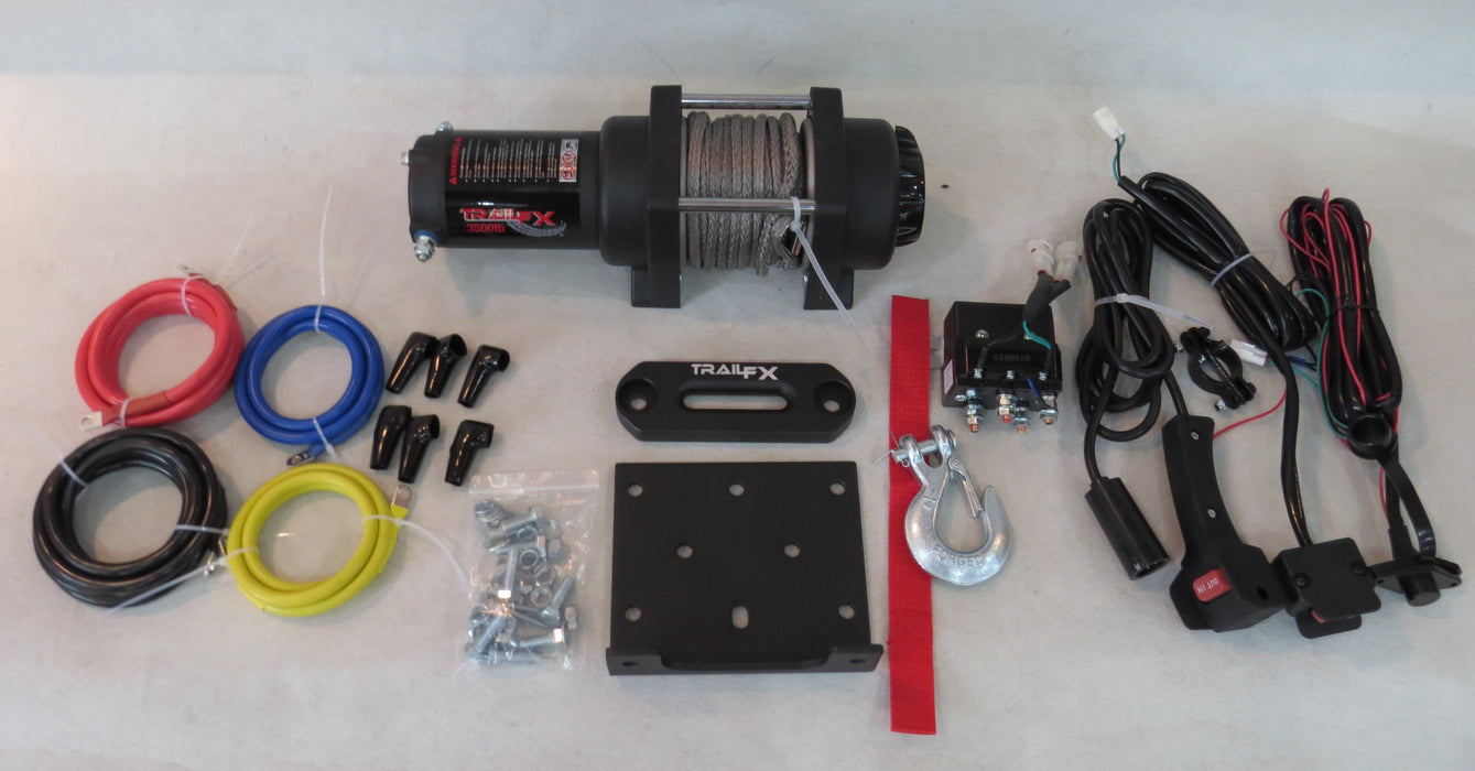 TrailFX WS10B 12V 10000 Lb Line Cap 94 Ft Synth Rope Alum Hawse Fairlead Mount Not Included - Truck Part Superstore
