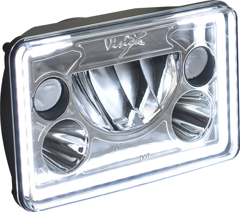 Vision X Lighting 9897806 Single 4X6" Rectangle Vx LED Headlight W/ Low-High-Halo - Truck Part Superstore