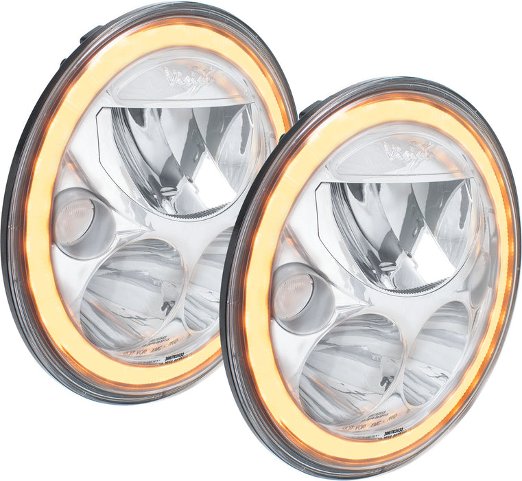 Vision X Lighting 9925967 Pair Of 7" Round Amber Halo Vx Series LED Headlight W/ Low-High-Halo - Truck Part Superstore