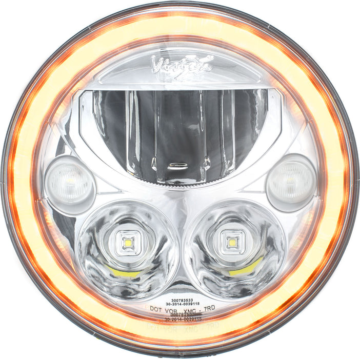 Vision X Lighting 9925950 Single 7" Round Amber Halo Vx Series LED Headlight W/ Low-High-Halo - Truck Part Superstore