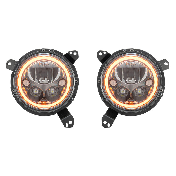 Vision X Lighting 9944517 2018+ JEEP JL/JT HEADLIGHT BRIGHT CHROME W/ AMBER HALO - Truck Part Superstore