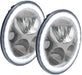 Vision X Lighting 9892443 Pair Of 7" Round Vx Black Chrome Face LED Headlight W/ Low-High-Halo - Truck Part Superstore