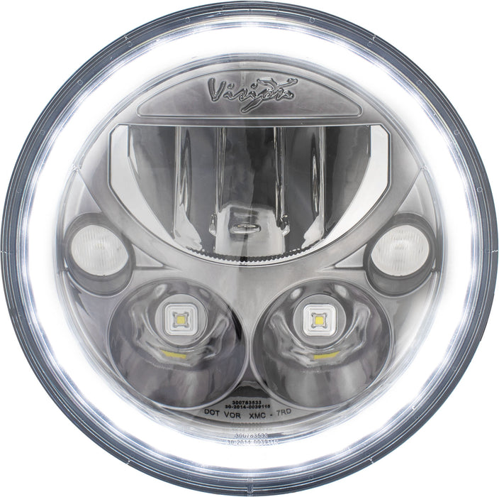 Vision X Lighting 9892436 Single 7" Round Vx Black Chrome Face LED Headlight W/ Low-High-Halo - Truck Part Superstore