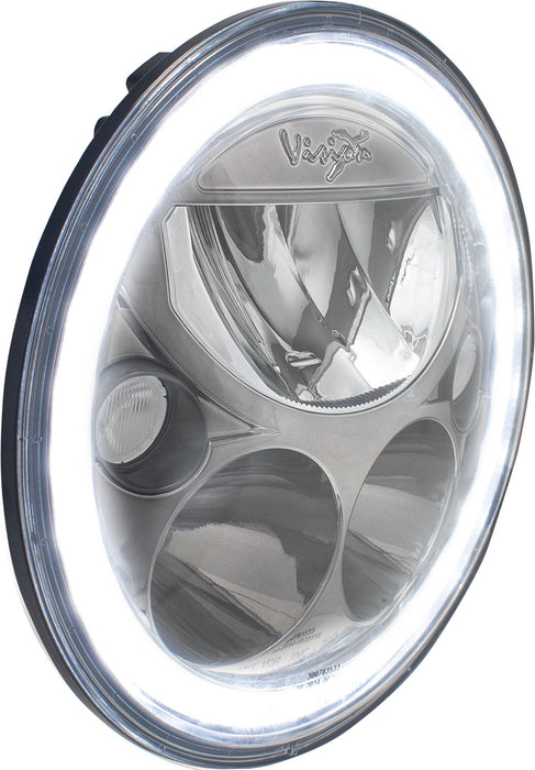 Vision X Lighting 9892436 Single 7" Round Vx Black Chrome Face LED Headlight W/ Low-High-Halo - Truck Part Superstore