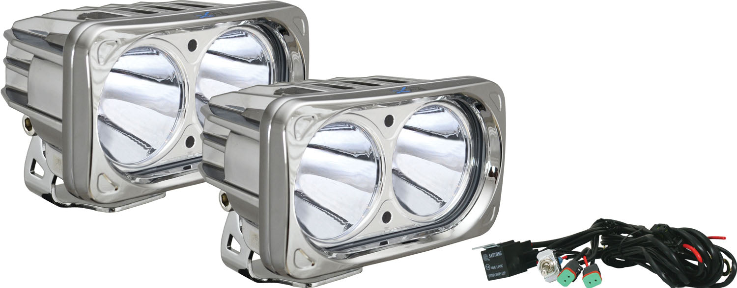 Vision X Lighting 9131535 Optimus Square Chrome 2 10W Leds 10 Narrow 2 Light Kit - Truck Part Superstore