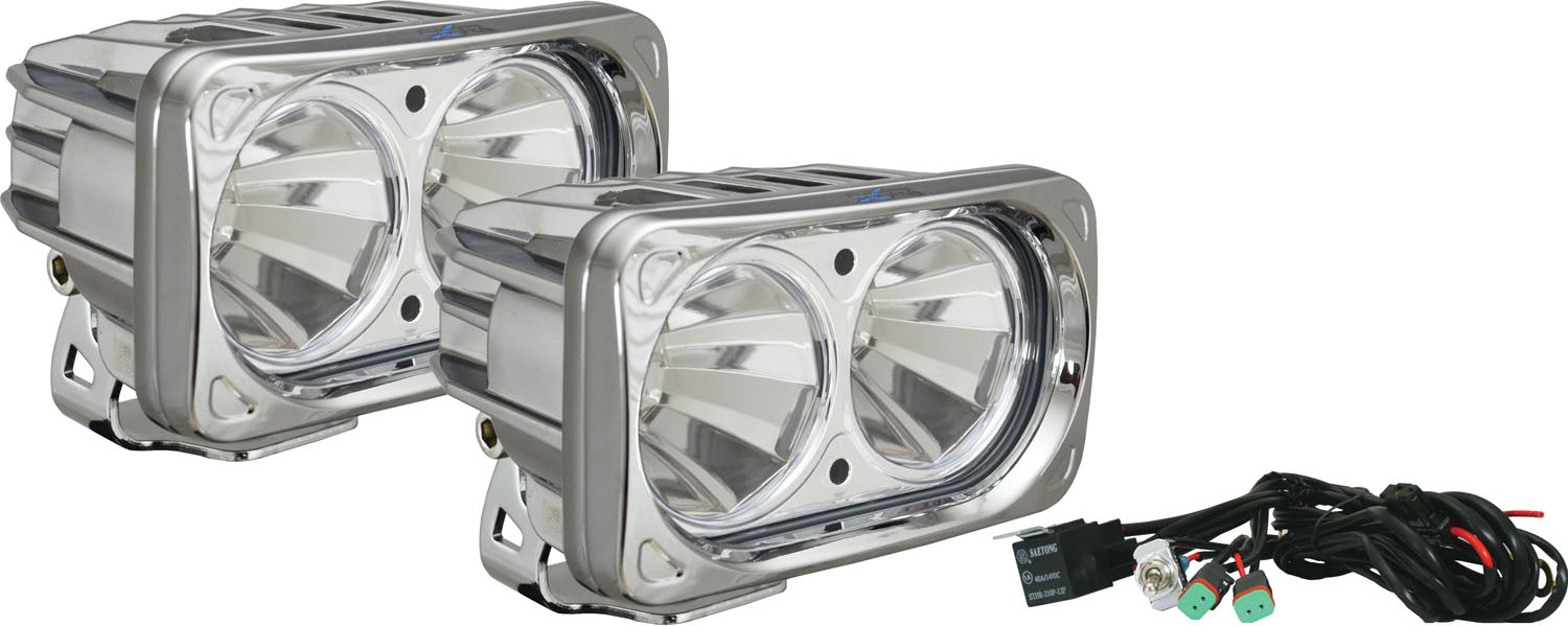 Vision X Lighting 9148908 Optimus Square Chrome 2 10W Leds 60 Flood 2 Light Kit - Truck Part Superstore