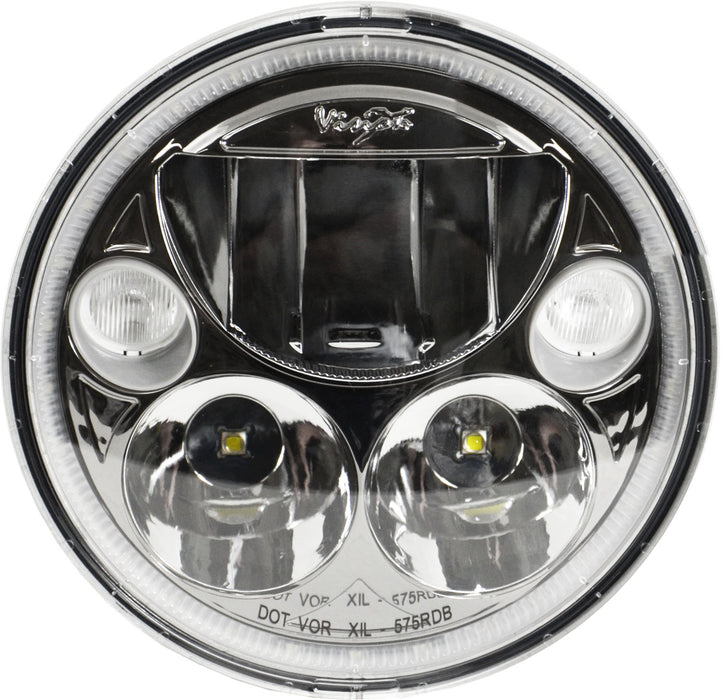 Vision X Lighting 9895659 Single 5.75" Round Black Chrome Vx LED Headlight W/ Low-High-Halo - Truck Part Superstore