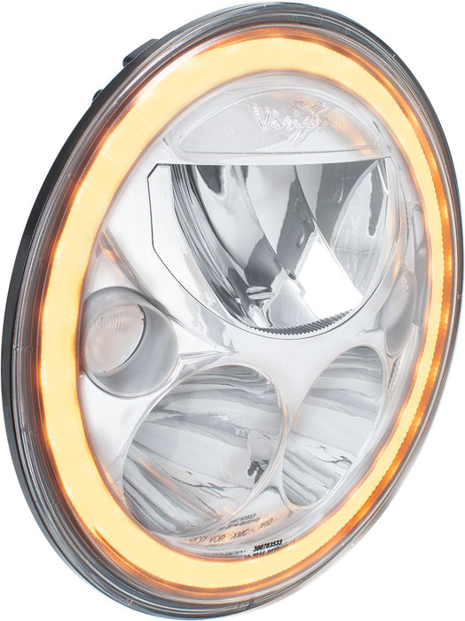 Vision X Lighting 9910642 Motorcycle Single 7" Round Amber Halo Vx LED Headlight W/ H4 Connectors Only - Truck Part Superstore