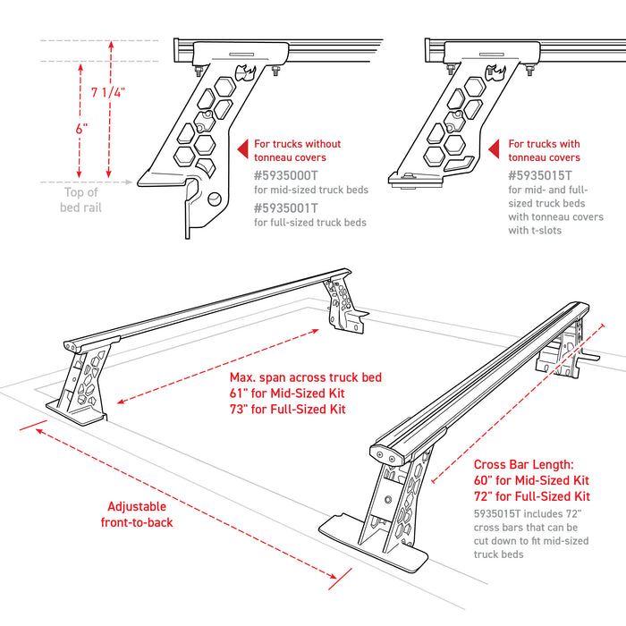 Go Rhino 5935001T XRS Cross Bars - Truck Bed Rail Kit for Full-Sized Trucks without Tonneau Covers - Truck Part Superstore