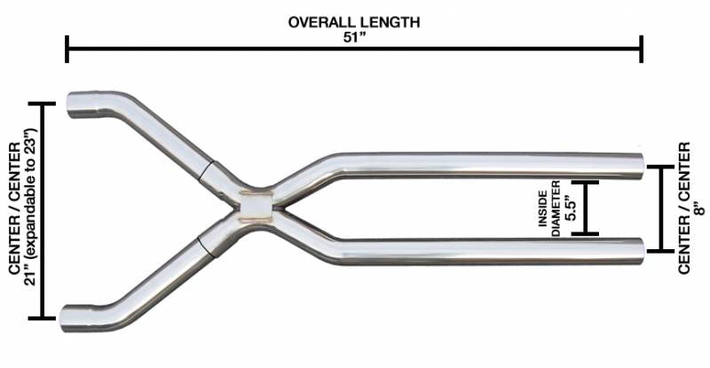 Pypes Performance Exhaust XVF10S Exhaust X-Pipe Kit Intermediate Pipe Tunnel Crossover2.5 in Hardware Incl Polished 304 Stainless Steel Pypes Exhaust - Truck Part Superstore