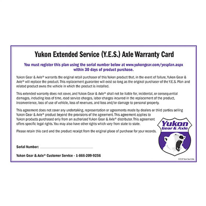 Yukon Gear YESAXLE Yukon Extended Service plan for axle shaft. - Truck Part Superstore