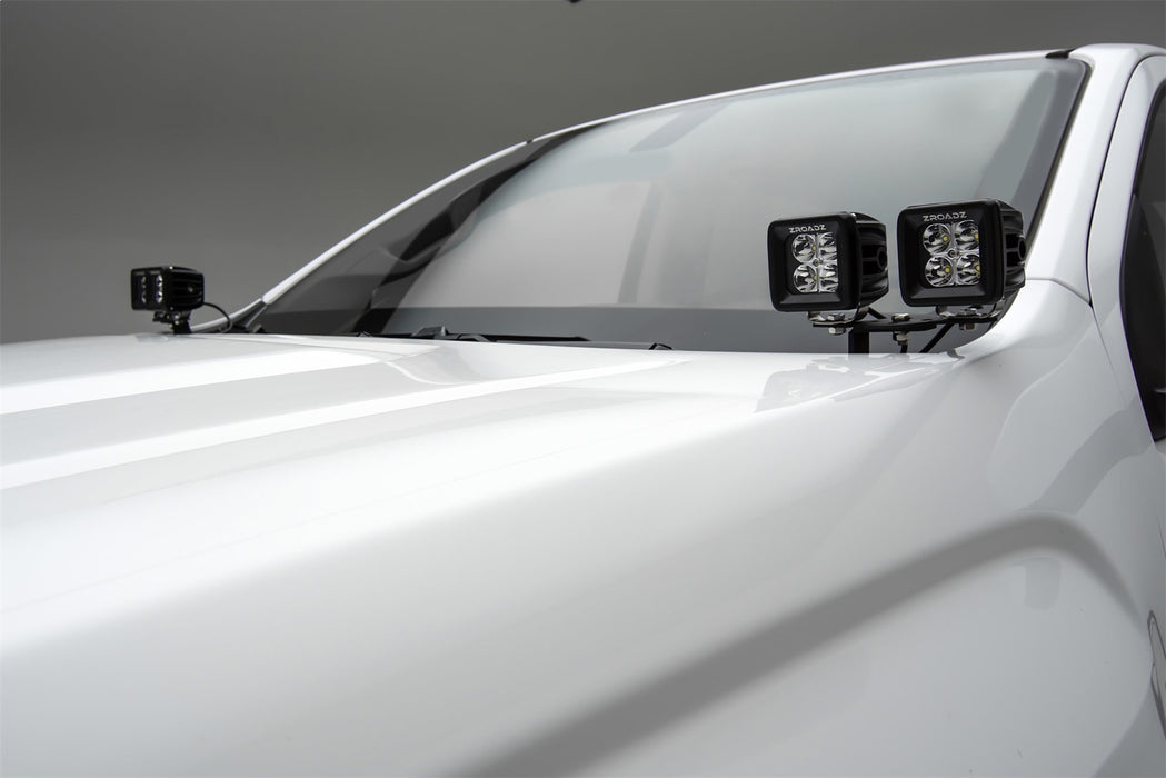 ZROADZ Z362671-KIT4 Hood Hinge LED Kit; Incl. [4] 3 in. LED Pod Lights And Universal Wiring Harness; - Truck Part Superstore