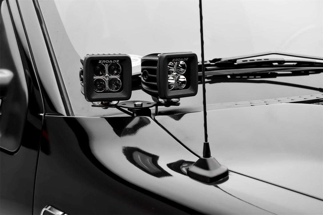 ZROADZ Z365462-KIT4 Hood Hinge LED Kit; Incl. [4] 3 in. LED Pod Lights And Universal Wiring Harness; - Truck Part Superstore
