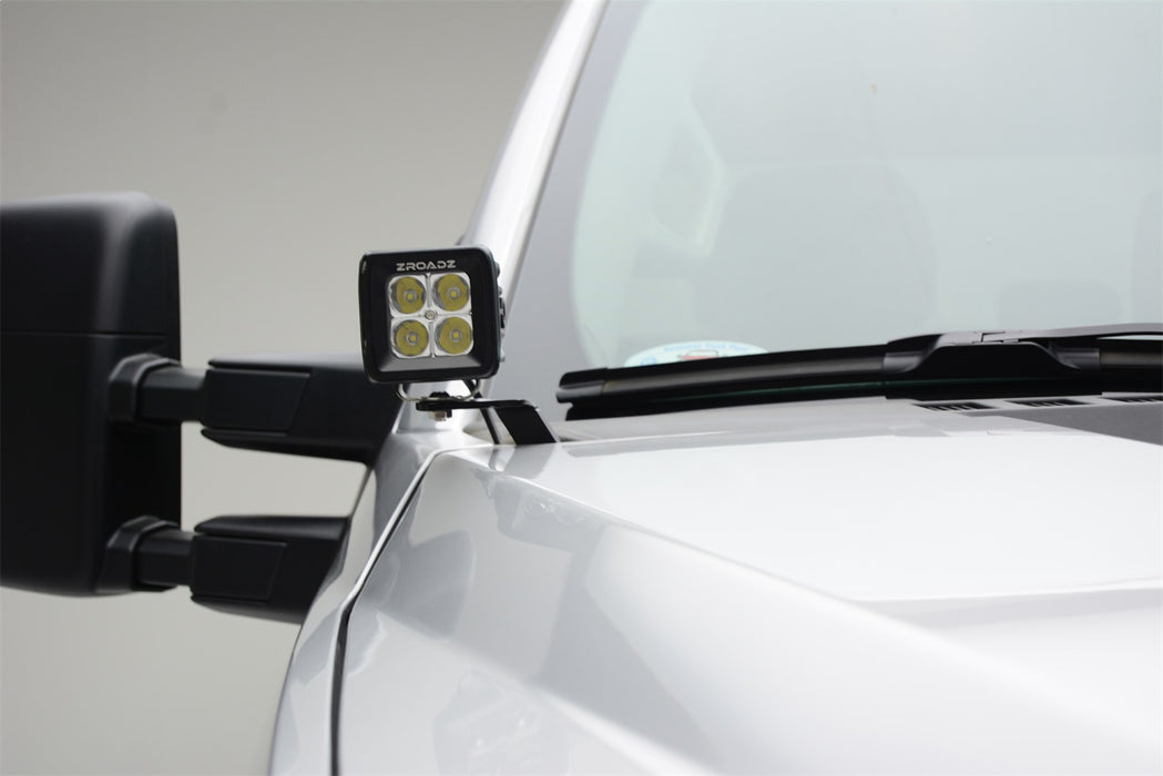 ZROADZ Z365471-KIT2 Hood Hinge LED Kit; Incl. [2] 3 in. LED Pod Lights And Universal Wiring Harness; - Truck Part Superstore