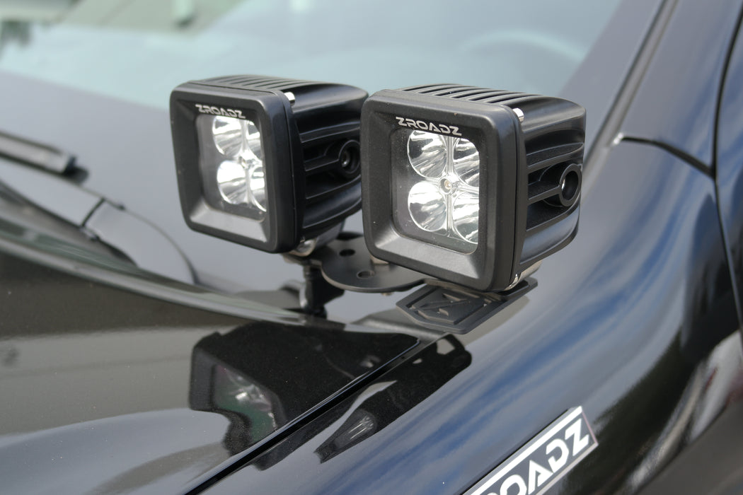 ZROADZ Z369381-KIT4 Hood Hinge LED Kit; Incl. [4] 3 in. LED Pod Lights And Universal Wiring Harness; - Truck Part Superstore