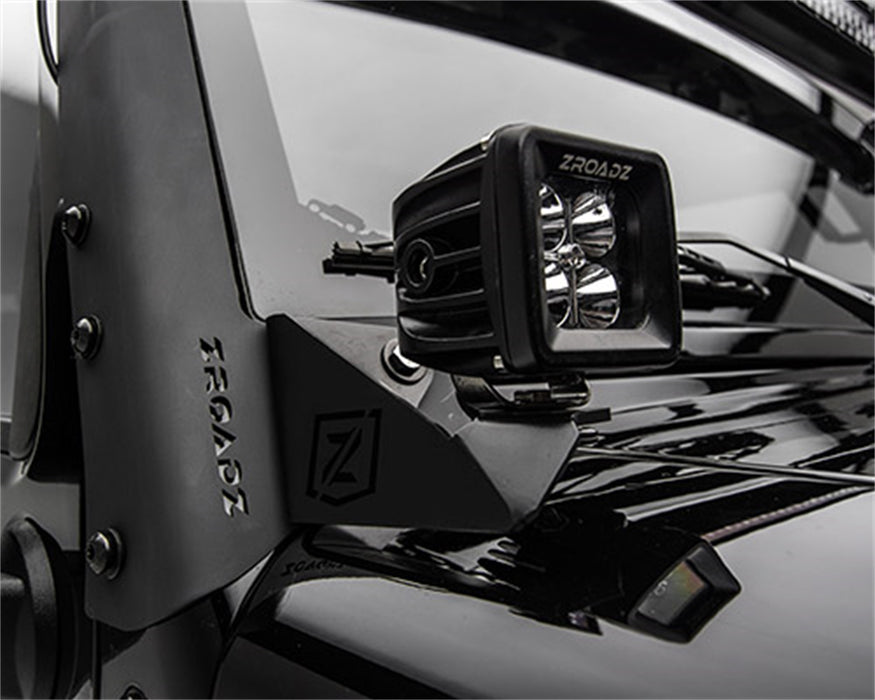 ZROADZ Z374814 Lower A Pillar LED Bracket; Mounts [2] 3 in. LED Pod Lights; - Truck Part Superstore