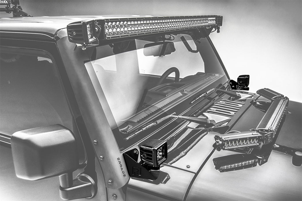 ZROADZ Z374814 Lower A Pillar LED Bracket; Mounts [2] 3 in. LED Pod Lights; - Truck Part Superstore