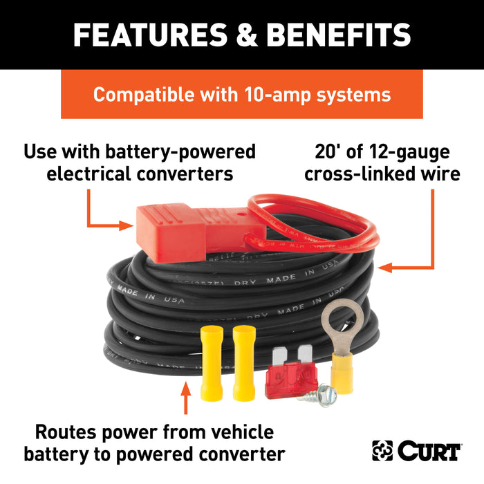 CURT 55151 CURT 55151 Powered Converter Wiring Kit for Tail Light Converter; 10 Amps - Truck Part Superstore