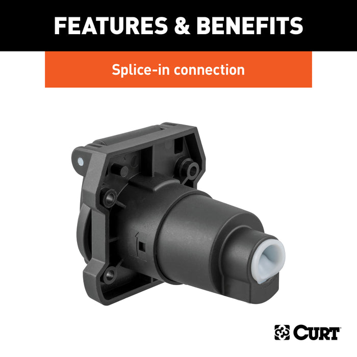 CURT 58155 Heavy-Duty 7-Way RV Blade Connector Socket (Vehicle Side) - Truck Part Superstore