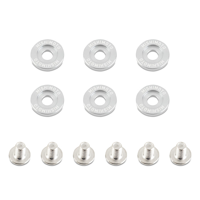 Mishimoto MMFW-SM-6SL Mishimoto M6 X 1.0 Fender Washer and Bolt Kit, 16.7mm OD, 6 pcs, Silver - Truck Part Superstore