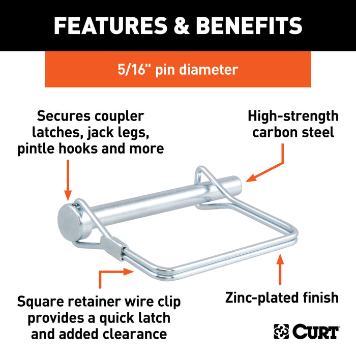 CURT 25011 CURT 25011 Trailer Coupler Pin; 5/16-Inch Diameter x 3-Inch Long - Truck Part Superstore