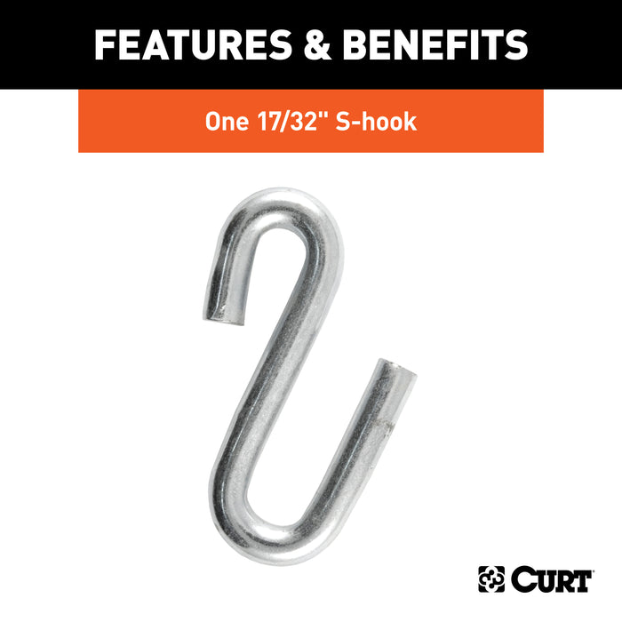 CURT 80300 27in. Safety Chain with 1 S-Hook (7;000 lbs; Clear Zinc) - Truck Part Superstore
