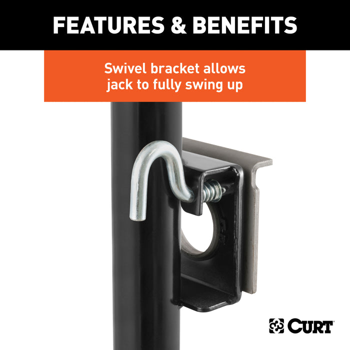 CURT 28301 Bracket-Mount Swivel Jack with Top Handle (2;000 lbs; 10in. Travel; Packaged) - Truck Part Superstore