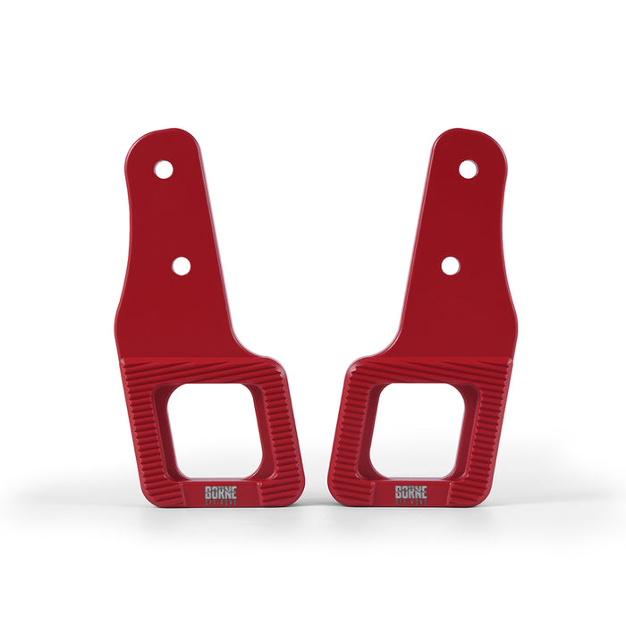 Mishimoto BNTH-F150-17RD Borne Off-Road Billet Tow Hooks, fits Ford Raptor 2017+, Micro-Wrinkle Red - Truck Part Superstore