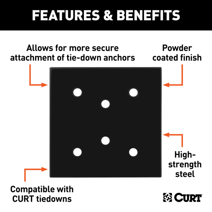 CURT 83607 CURT 83607 6 x 6-Inch Powder-Coated Steel Tie Down Anchor Backing Plate - Truck Part Superstore