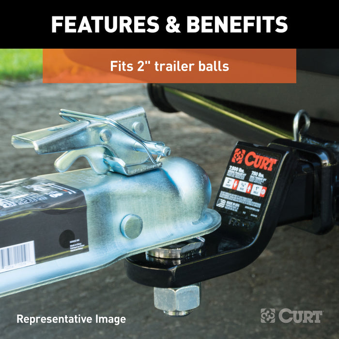 CURT 25100 2in. Straight-Tongue Coupler with Posi-Lock (3in. Channel; 5;000 lbs; Zinc) - Truck Part Superstore