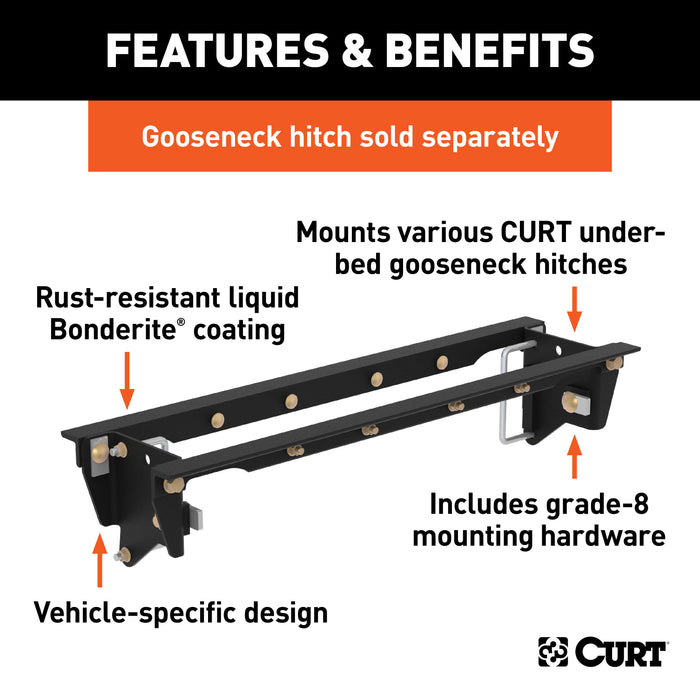 CURT 60647 Double Lock EZr Gooseneck Installation Brackets; Select Ford F-250; F-350 - Truck Part Superstore