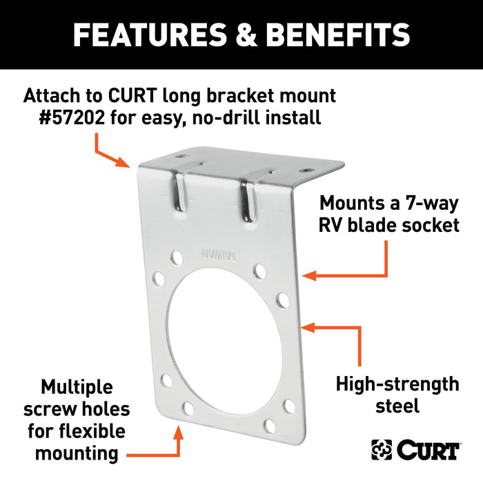 CURT 58231 Connector Mounting Bracket for 7-Way RV Blade (Zinc; Packaged) - Truck Part Superstore