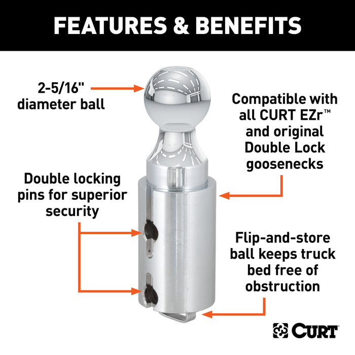 CURT 60616 Double Lock 2-5/16in. Gooseneck Ball - Truck Part Superstore