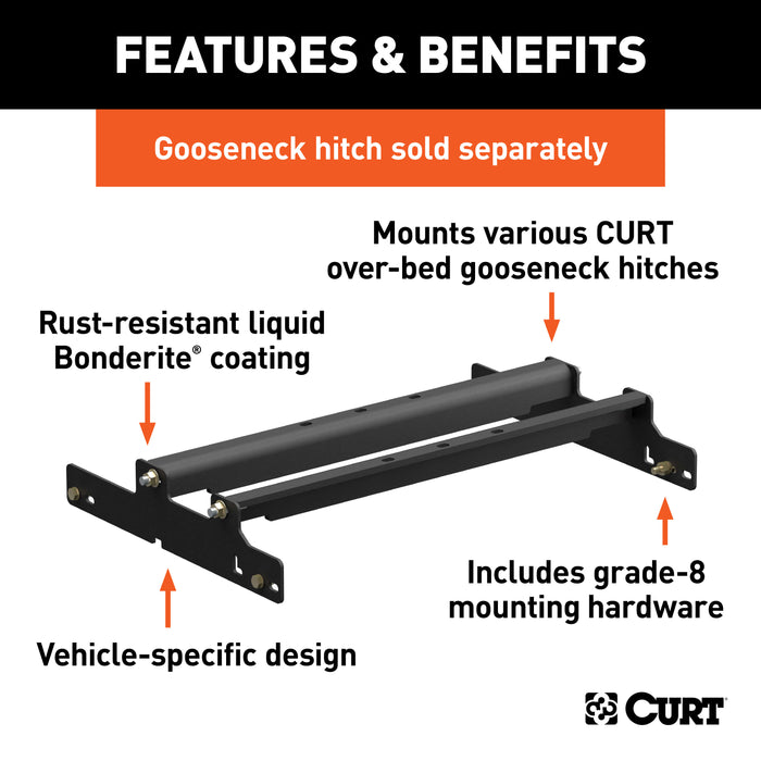 CURT 61509 Over-Bed Gooseneck Installation Brackets; Select Dodge Ram 1500; 2500; 3500 - Truck Part Superstore