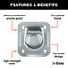 CURT 83600 1-1/2in. x 1-1/2in. Recessed Tie-Down Ring (5;000 lbs; Clear Zinc) - Truck Part Superstore