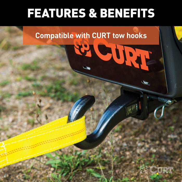 CURT 83066 CURT 83066 30-Foot Yellow Nylon Recovery Tow Strap; 18;000 lbs Break Strength - Truck Part Superstore