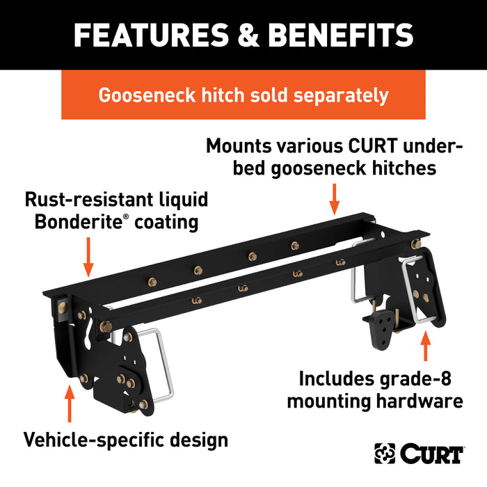 CURT 60660 Double Lock EZr Gooseneck Installation Brackets; Select Dodge; Ram 2500; 3500 - Truck Part Superstore