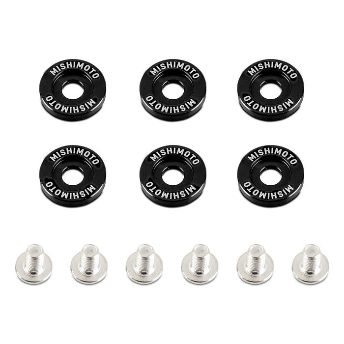 Mishimoto MMFW-LG-6BK Mishimoto M6 X 1.0 Fender Washer and Bolt Kit, 20mm OD, 6 pcs, Black - Truck Part Superstore
