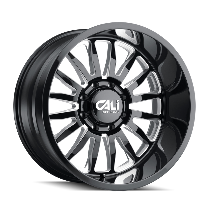 CALI OFF-ROAD 9110-2981BM SUMMIT (9110) GLOSS BLACK/MILLED SPOKES 20X9 8x6.5 0mm 125.2mm - Truck Part Superstore