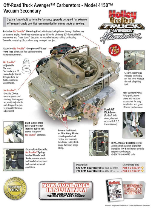 Holley 0-90770 Off-Road Truck Avenger Carburetor - Truck Part Superstore