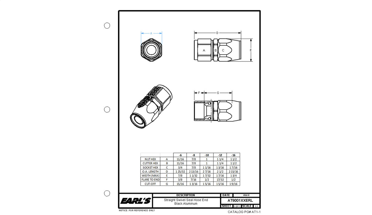 Earl's Performance AT800108ERL Swivel-Seal™ Straight AN Hose End - Truck Part Superstore