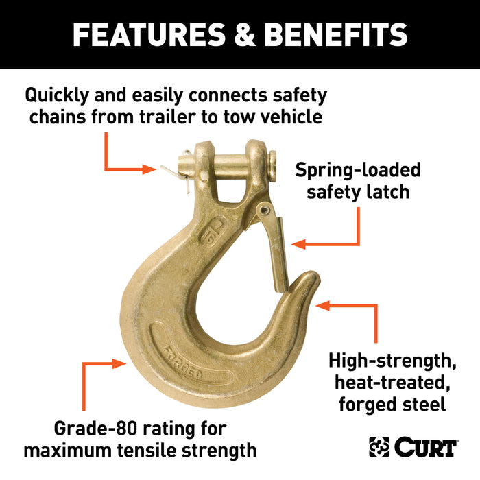 CURT 81970 7/16in. Safety Latch Clevis Hook (40;000 lbs; 7/16in. Pin) - Truck Part Superstore
