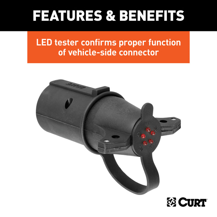 CURT 57265 Adapter (7-Way RV Blade to 6-Way Round Trailer; Center Pin Brake; Packaged) - Truck Part Superstore