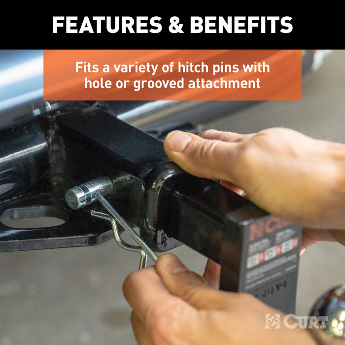CURT 21602 CURT 21602 Trailer Hitch Clips for 1/2 or 5/8-Inch Pins; 3-Pack - Truck Part Superstore