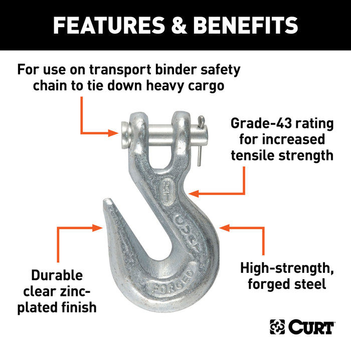 CURT 81350 3/8in. Clevis Grab Hook (5;400 lbs; 1/2in. Pin) - Truck Part Superstore