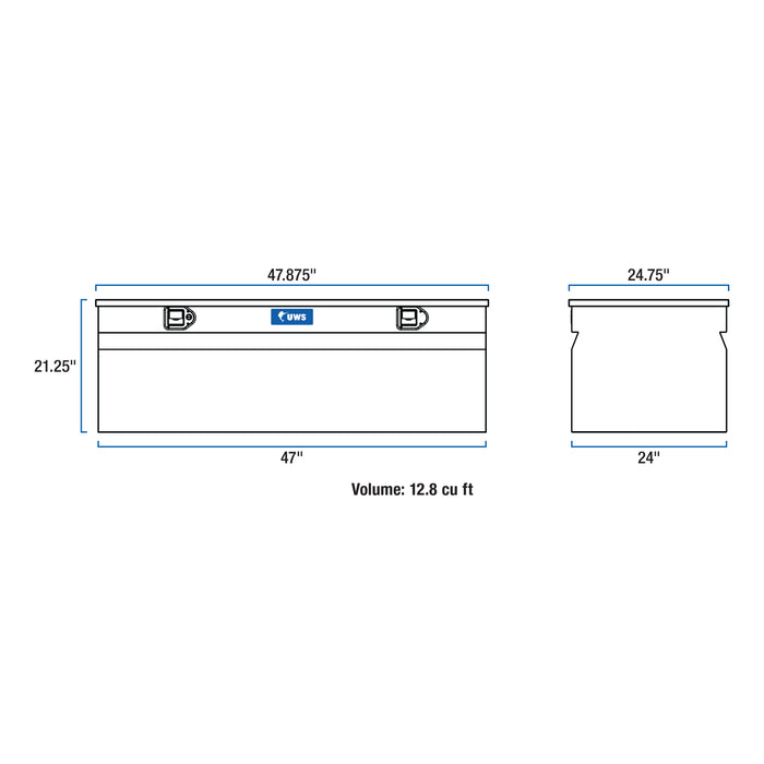 UWS TBC-48 UWS TBC-48 Aluminum Storage Box (48 Inch Truck Tool Box-Bright Aluminum) - Truck Part Superstore