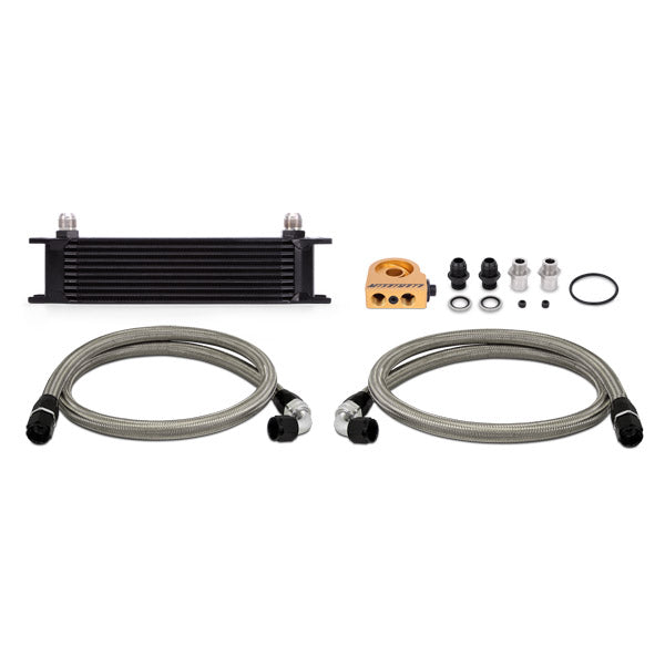 Mishimoto MMOC-UTBK Universal Thermostatic 10 Row Oil Cooler Kit, Black - Truck Part Superstore
